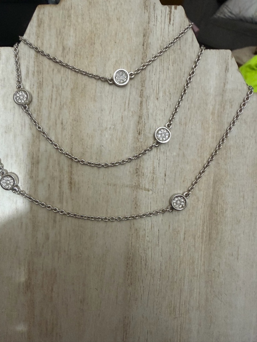 Touchstone Crystal Silver Multi-Station White Crystal Necklace